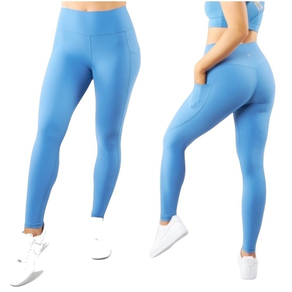 Buffbunny Collection Pants - BuffBunny Blue High Waist Rosa Pocket Legging